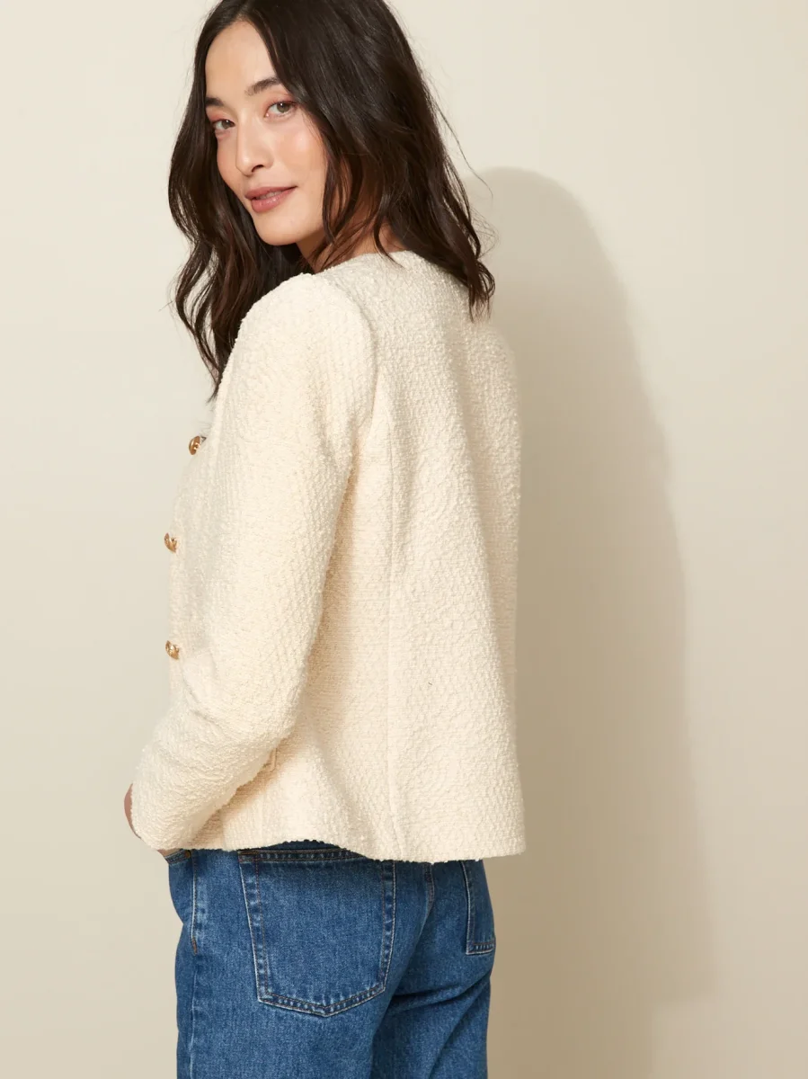 Veste sans col tweed femme – Image 4