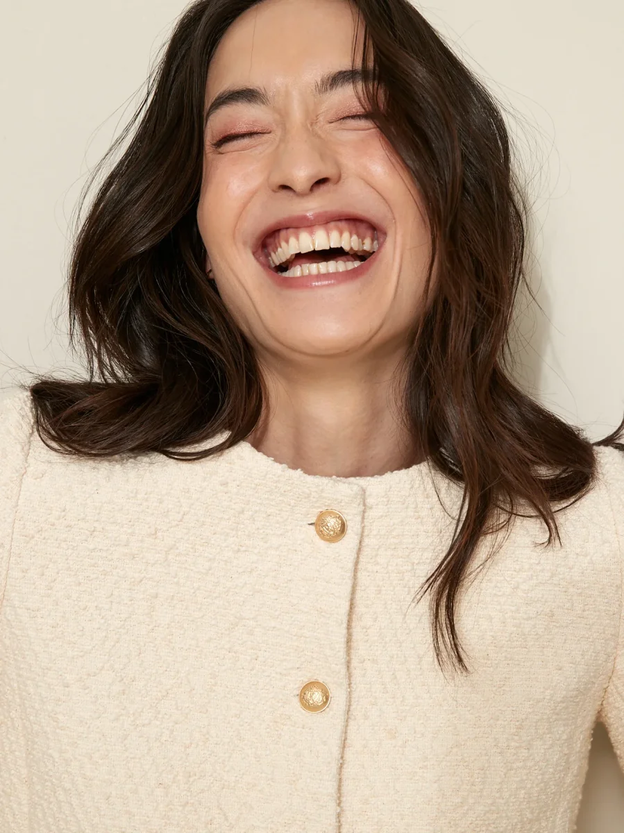 Veste sans col tweed femme – Image 5