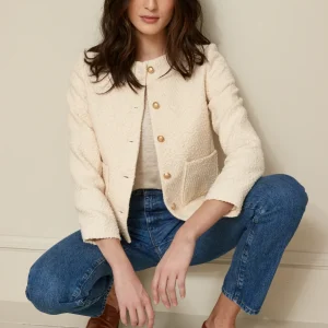 Veste sans col tweed femme