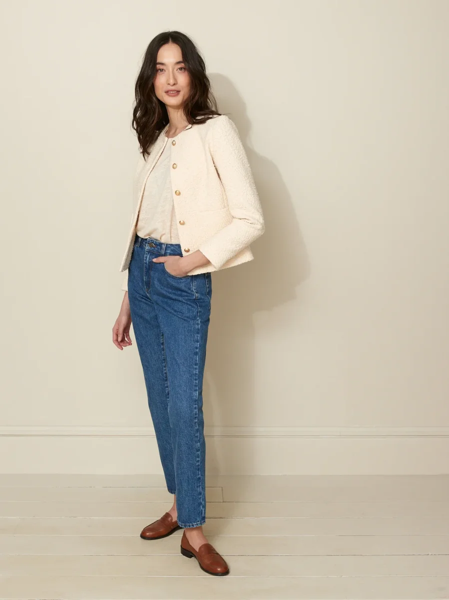 Veste sans col tweed femme – Image 7