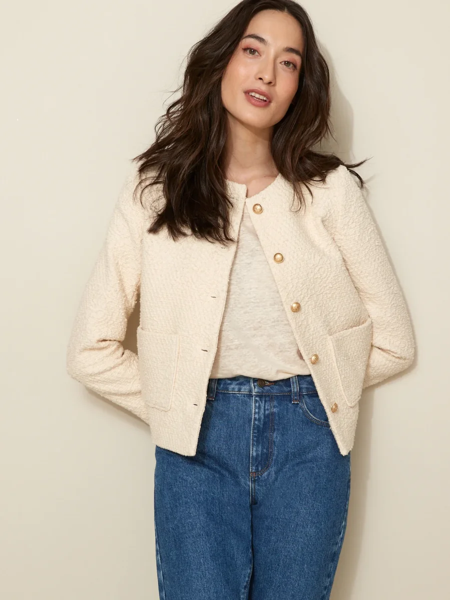Veste sans col tweed femme – Image 6
