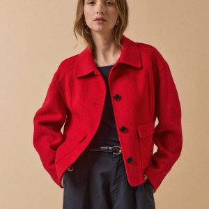 Veste boutonnée lainage double face femme