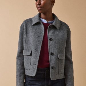 Veste boutonnée lainage double face femme