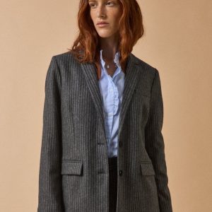 Veste tailleur lainage rayé femme