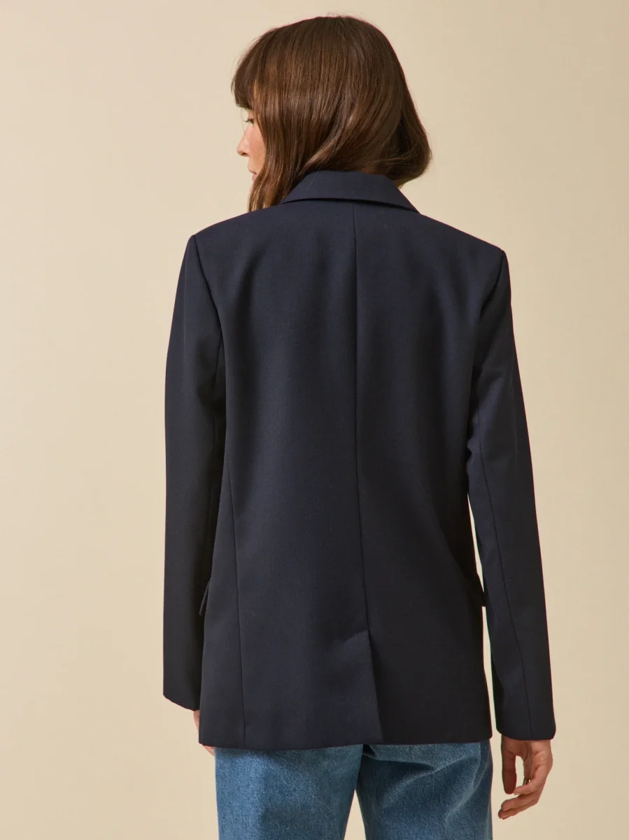 Veste blazer twill uni femme boutons dorés – Image 3