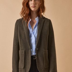 Veste tailleur maille souple unie femme