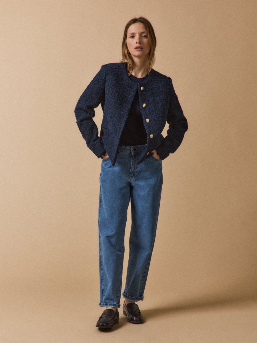 Veste sans col tweed uni femme – Image 7