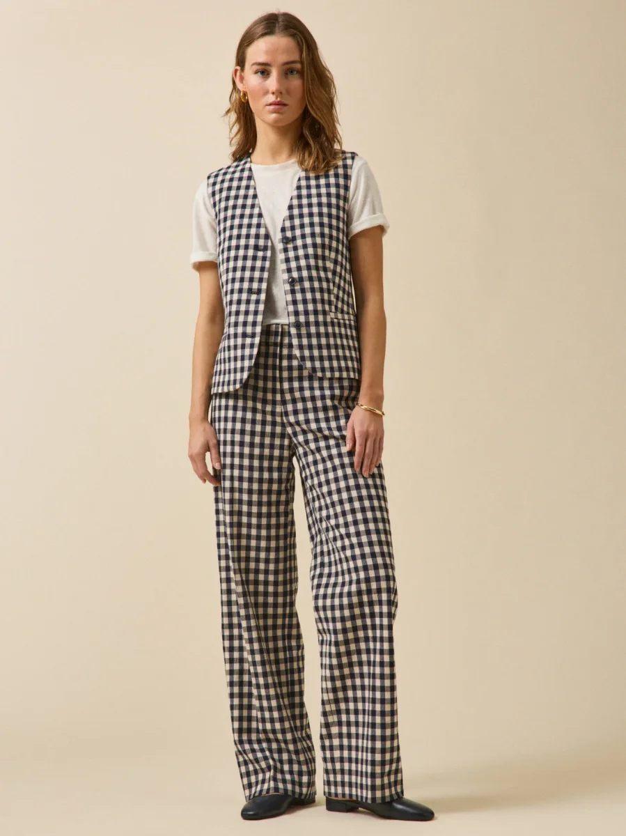 Gilet de costume sans manches vichy femme – Image 7