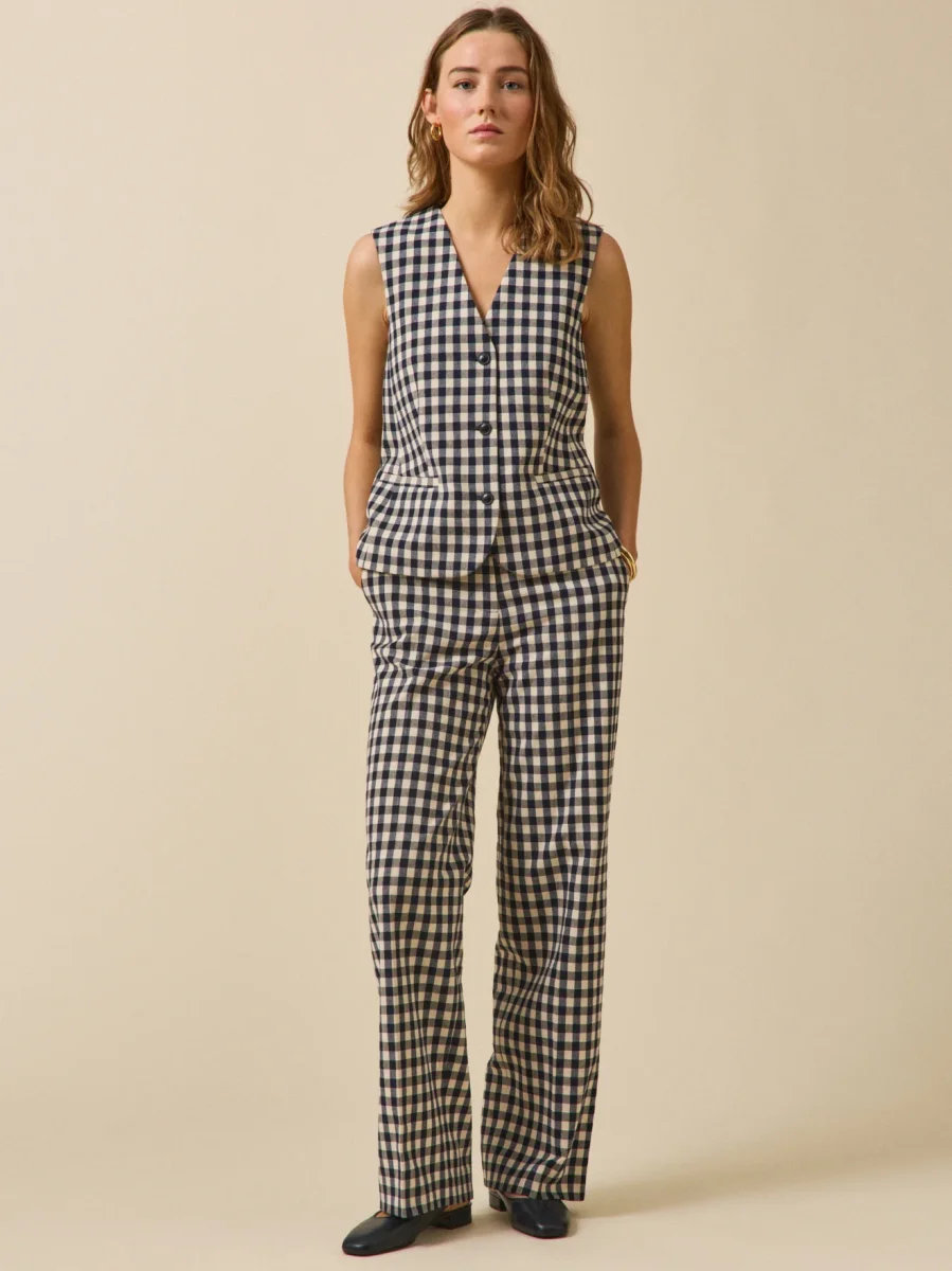 Gilet de costume sans manches vichy femme – Image 6