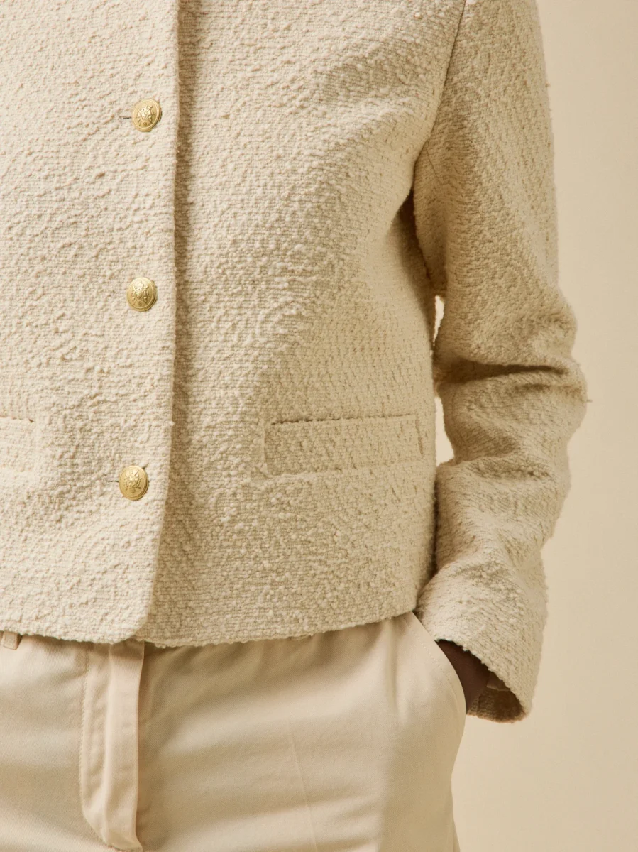 Veste sans col tweed uni femme – Image 5