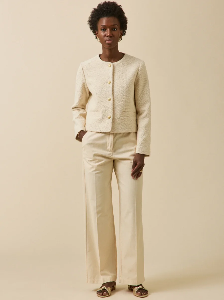 Veste sans col tweed uni femme – Image 6