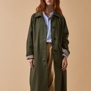 Trench droit coton femme