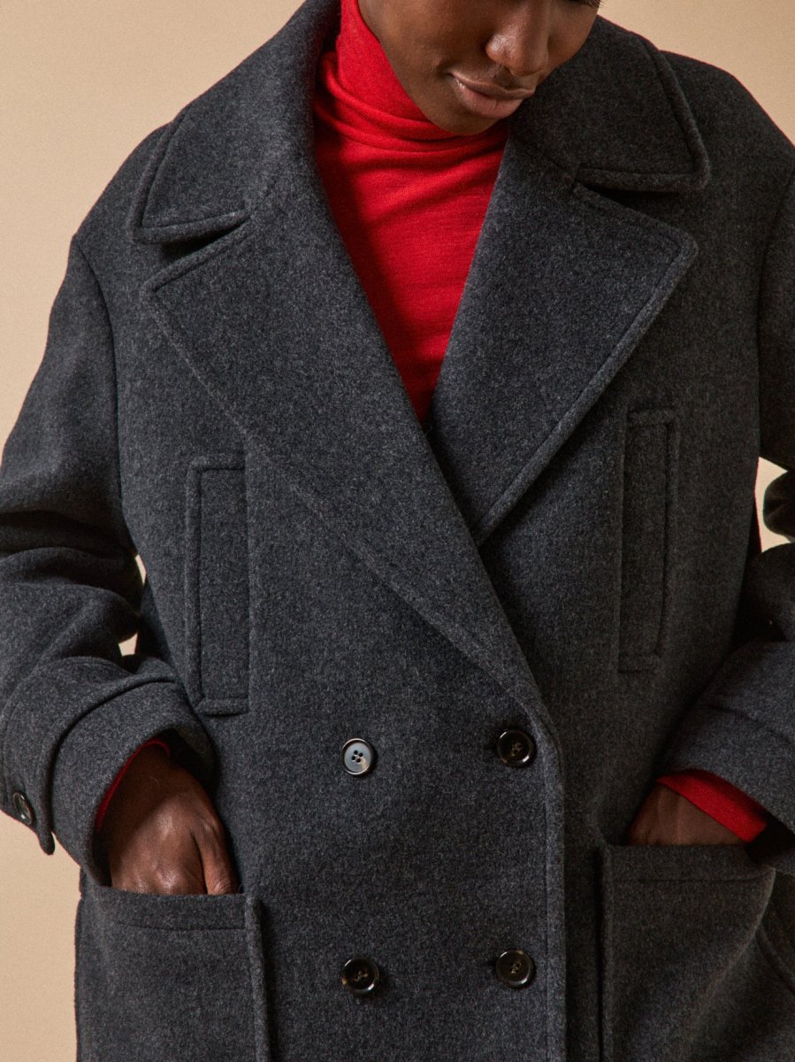 Manteau caban lainage uni femme – Image 6