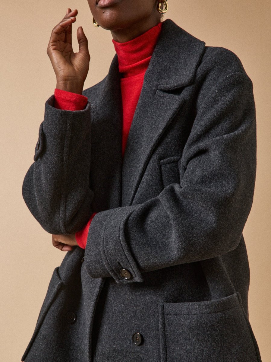 Manteau caban lainage uni femme – Image 5