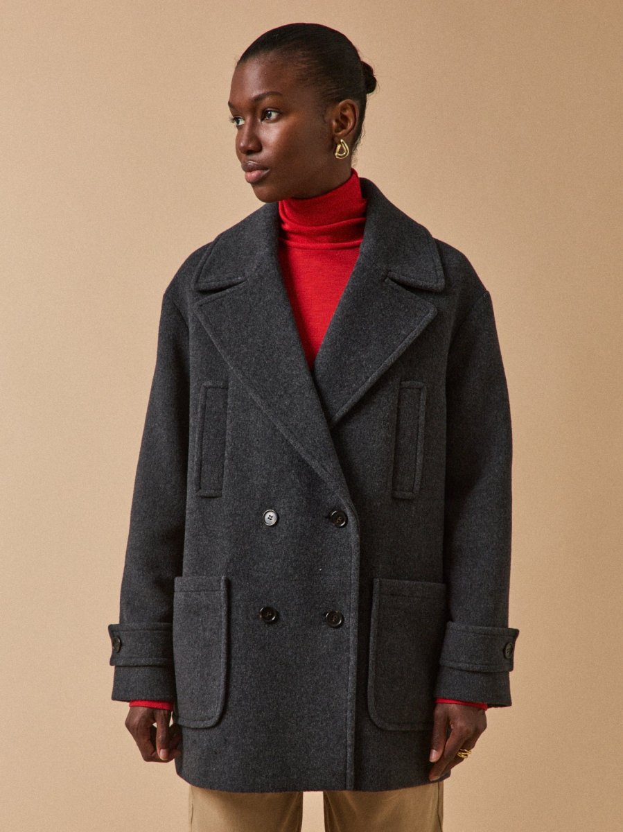 Manteau caban lainage uni femme – Image 3