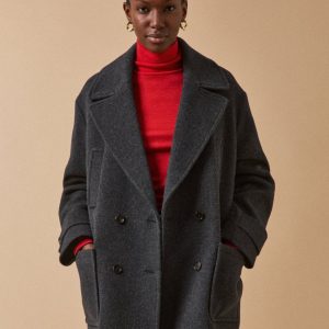 Manteau caban lainage uni femme