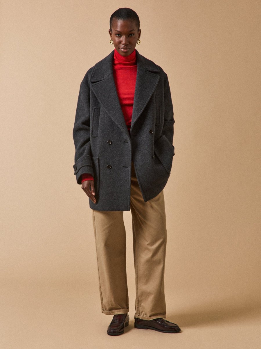 Manteau caban lainage uni femme – Image 8