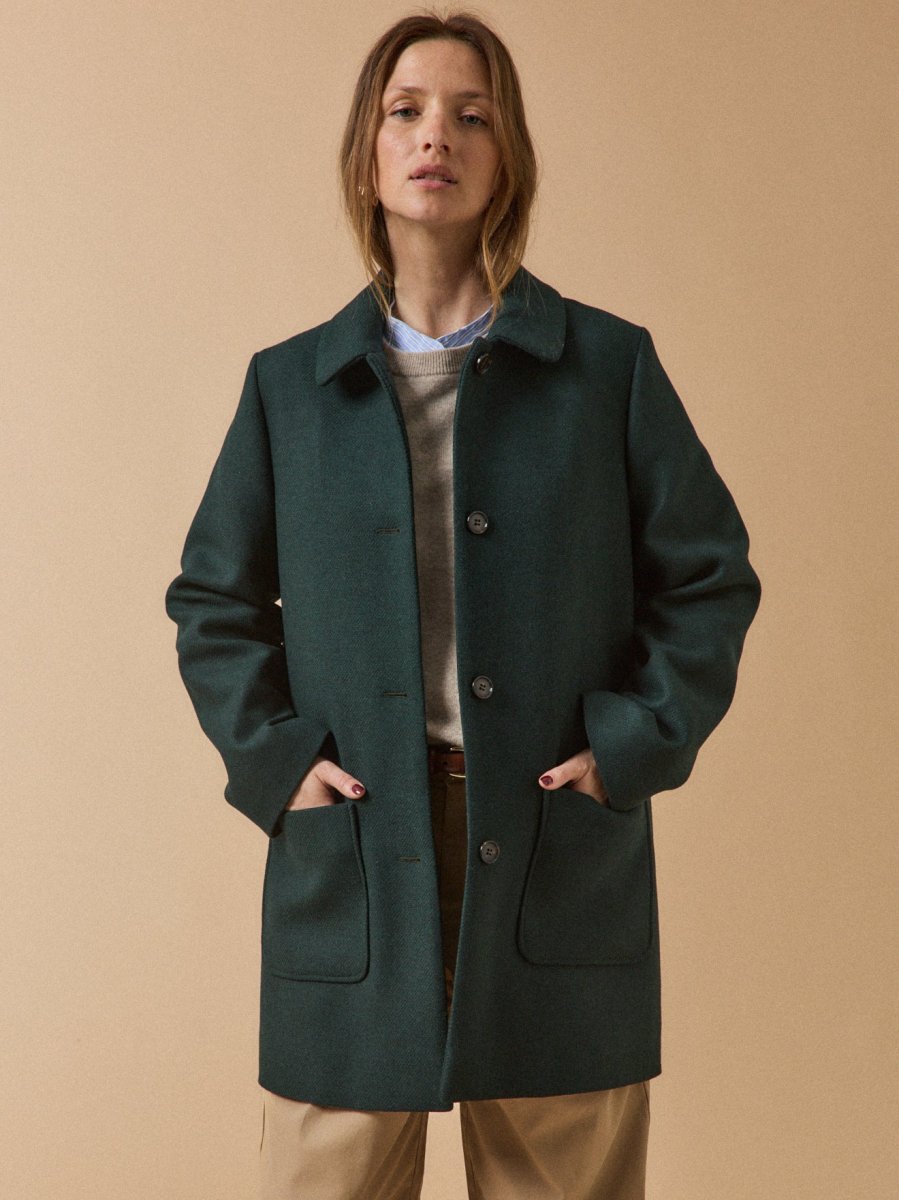Manteau lainage armuré uni femme – Image 3