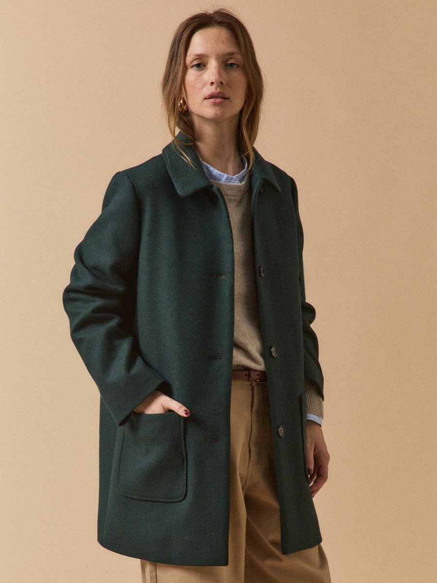 Manteau lainage armuré uni femme – Image 2