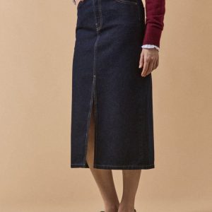 Jupe mi-longue jean femme coton biologique