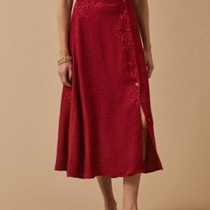 Jupe longue boutonnée jacquard femme