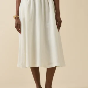 Jupe mi-longue lin et viscose femme