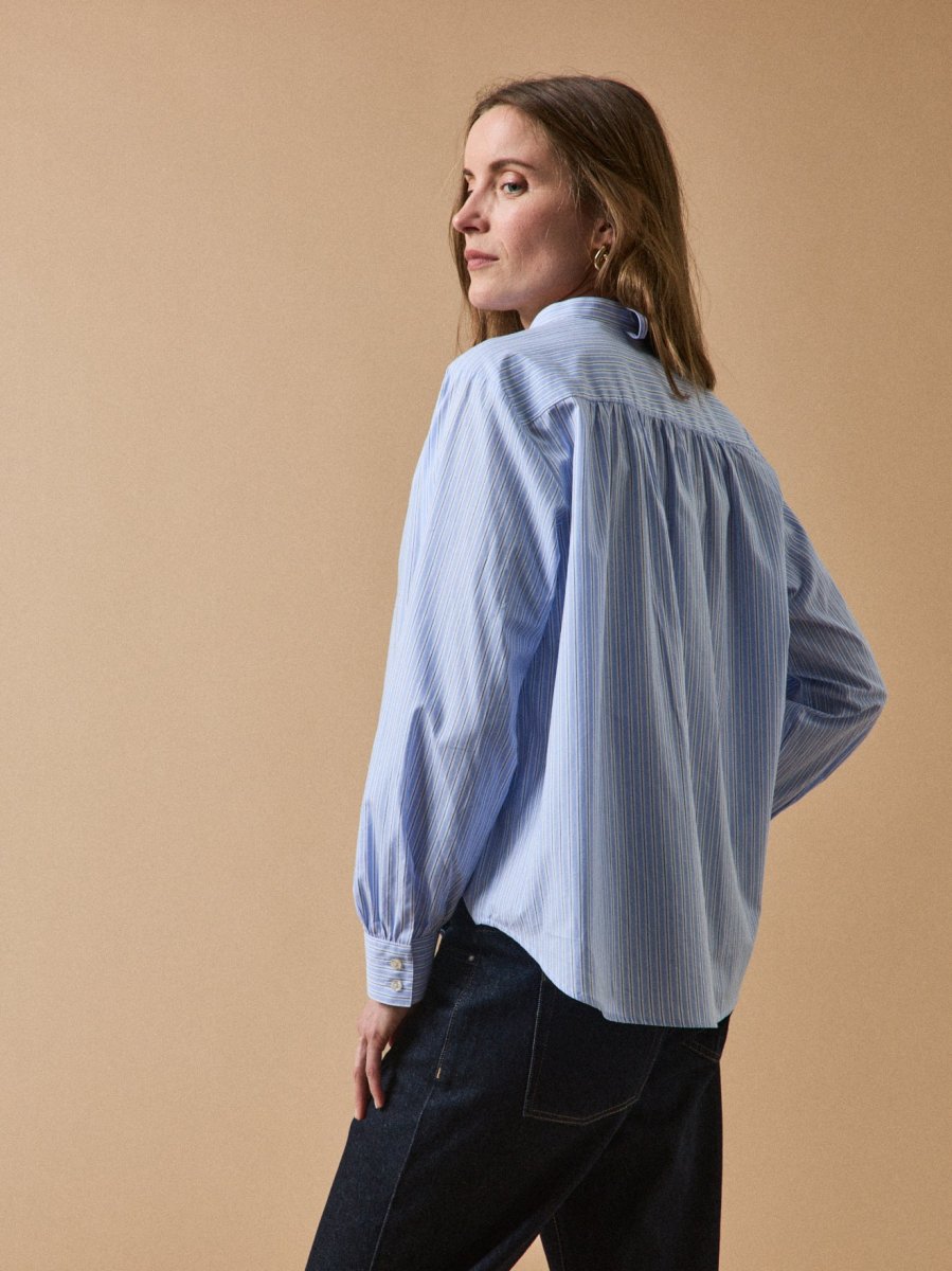 Chemise popeline rayée col lavallière femme – Image 4
