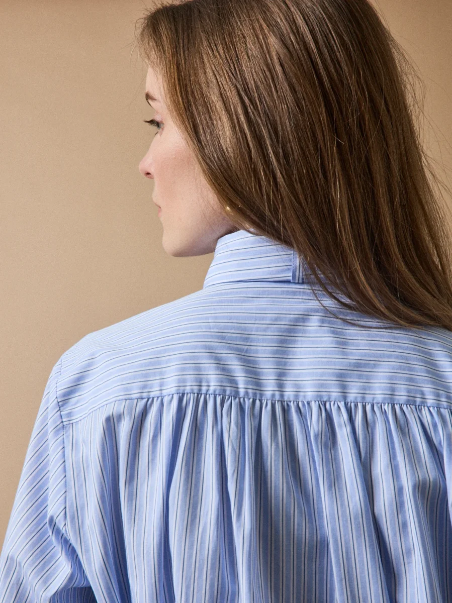Chemise popeline rayée col lavallière femme – Image 7