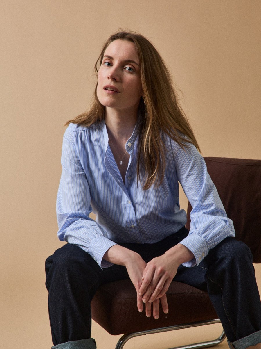 Chemise popeline rayée col lavallière femme – Image 3