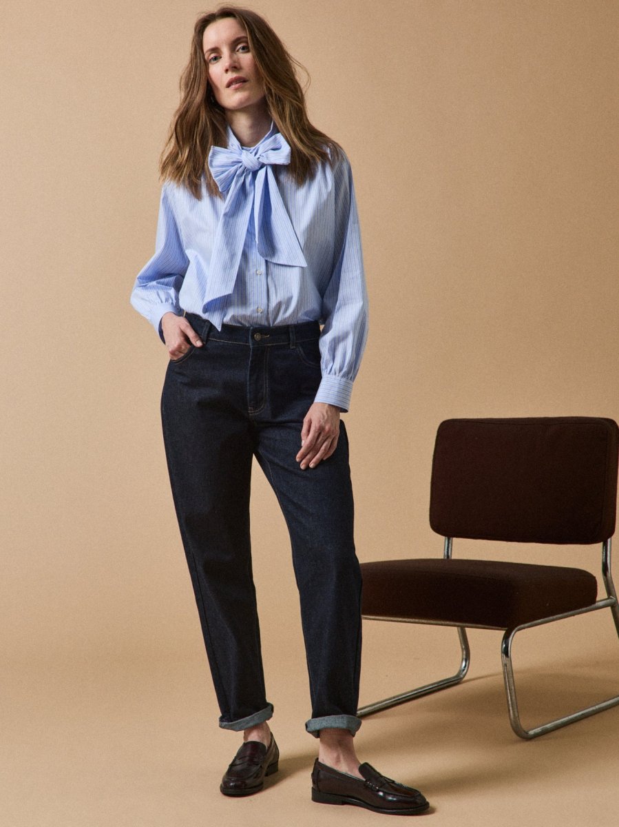 Chemise popeline rayée col lavallière femme – Image 8