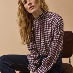 Blouse femme imprimé pied-de-coq