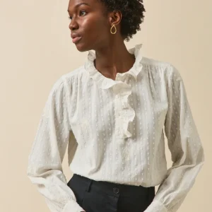 Blouse plumetis brodé femme