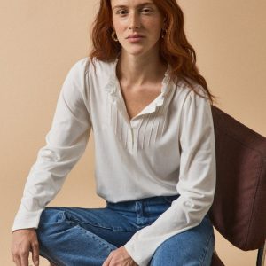 T-shirt col volanté femme modal et coton biologique