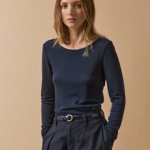 T-shirt col rond femme jersey de laine