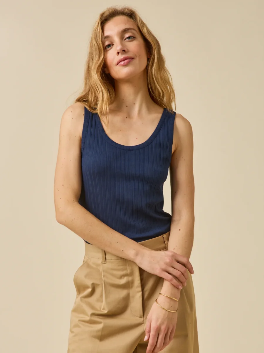 Débardeur maille côtelée femme coton biologique – Image 2