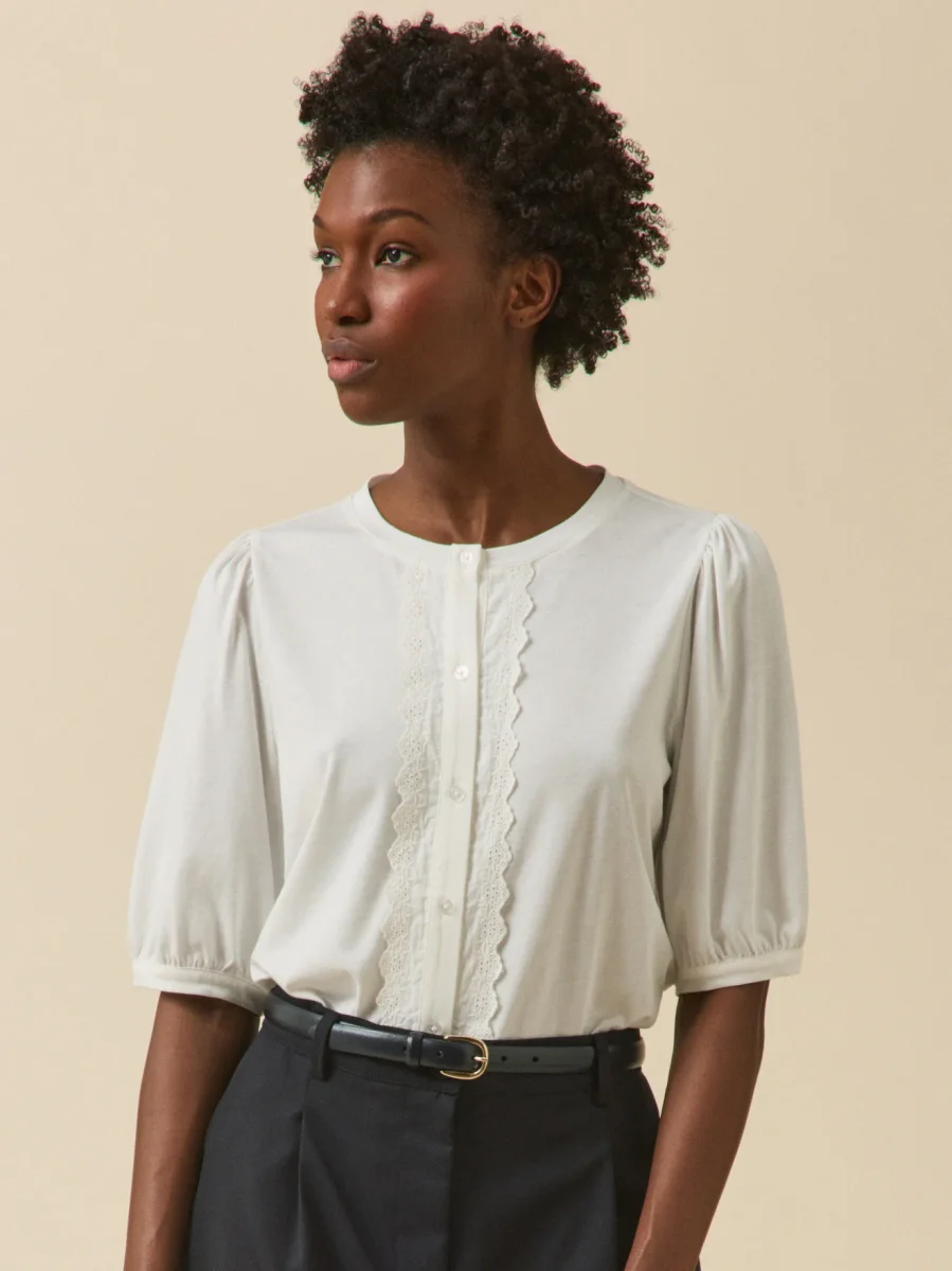 T-shirt brodé femme modal et coton biologique – Image 2