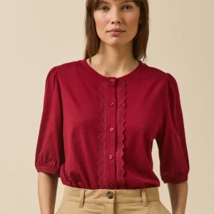 T-shirt brodé femme modal et coton biologique