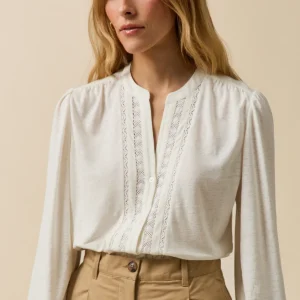 T-shirt dentelle lin et viscose femme