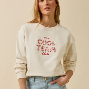 Sweat femme coton biologique message en tissu Liberty