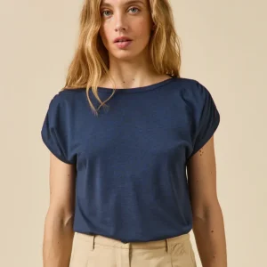 T-shirt col bateau femme lyocell mélangé