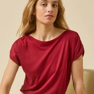 T-shirt col bateau femme lyocell mélangé