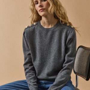 Pull épaules boutonnées femme - Collection Cachemire