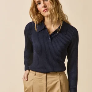 Pull col polo femme laine RWS*