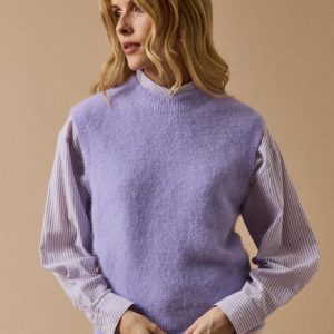 Pull sans manches femme mélange alpaga