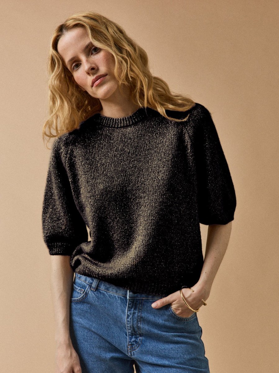 Pull irisé manches courtes femme – Image 2