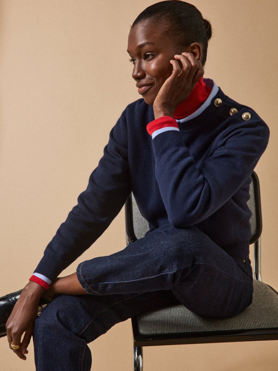 Pull boutons dorés femme laine RWS* – Image 3