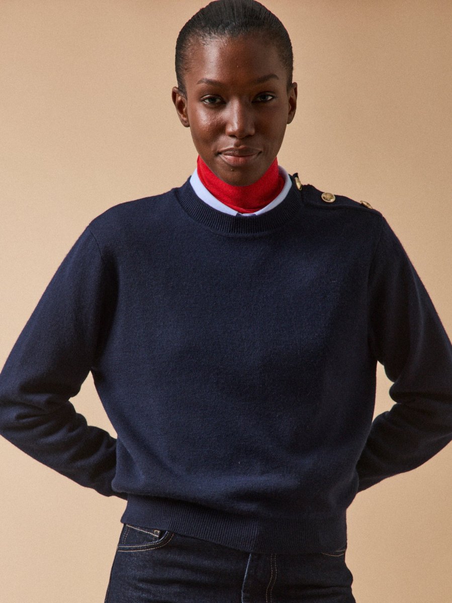 Pull boutons dorés femme laine RWS* – Image 2