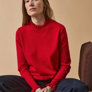 Pull volanté femme coton biologique et laine RWS*