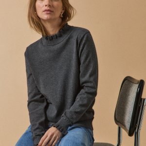 Pull volanté femme coton biologique et laine RWS*