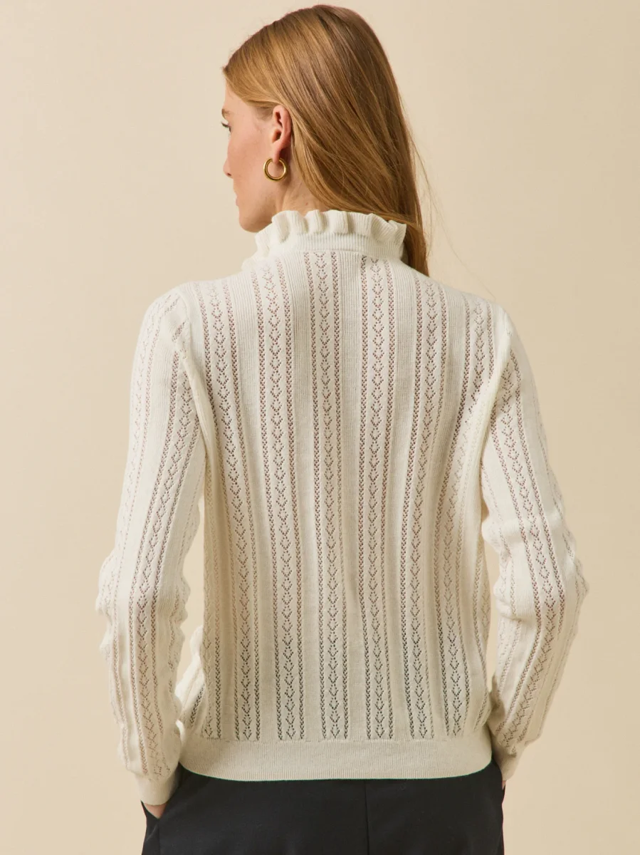 Pull col volanté femme coton biologique et cachemire – Image 3